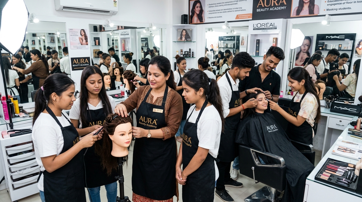 AURA Beauty Academy classroom and cosmetology training in Amoni Nagaon Assam