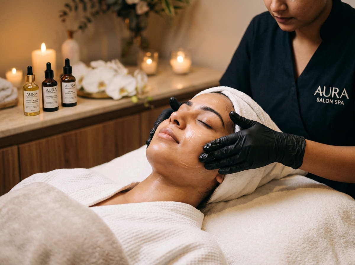Hydra glow botanical facial treatment at Aura salon spa Amoni